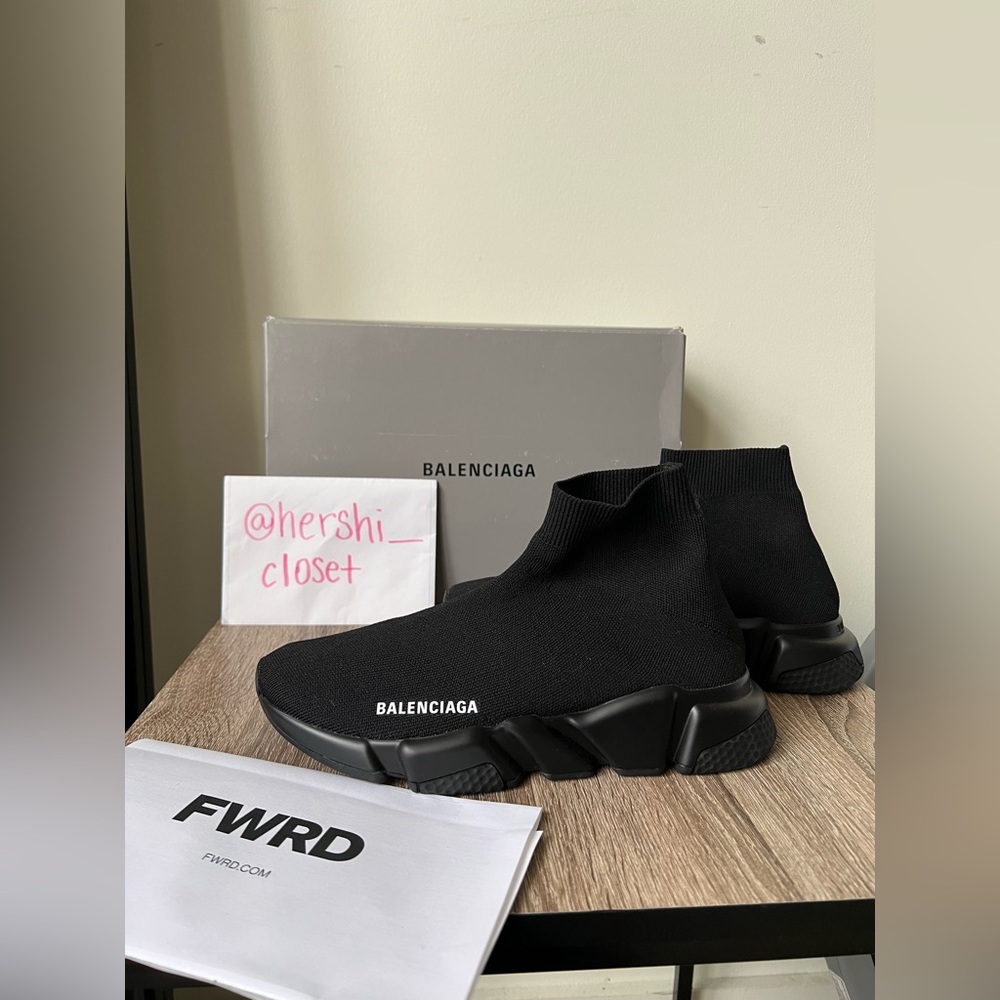 Authentic Balenciaga Women's Sock Speed Sneakers Black 39 US 9 w/ Box Receipt